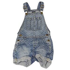 GAP Kids Bib Overalls Stonewash ShortAlls Polka Dot Denim‎ Small